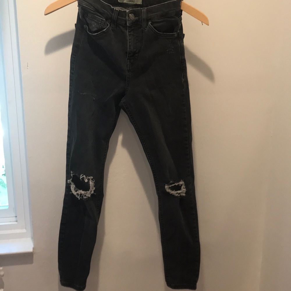Grey Ripped Topshop Moto Jamie Jeans